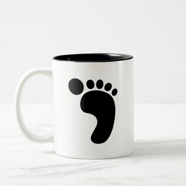 De Café Em Dois Tons Caneca do pictograma da pegada (Esquerda)