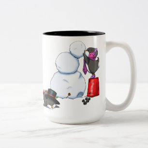 De Café Em Dois Tons Caneca do pinguim do inverno