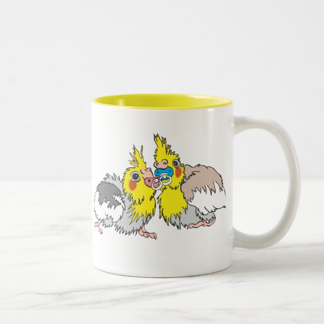 De Café Em Dois Tons Caneca do pintinho do Cockatiel (Direita)