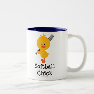 De Café Em Dois Tons Caneca do pintinho do softball