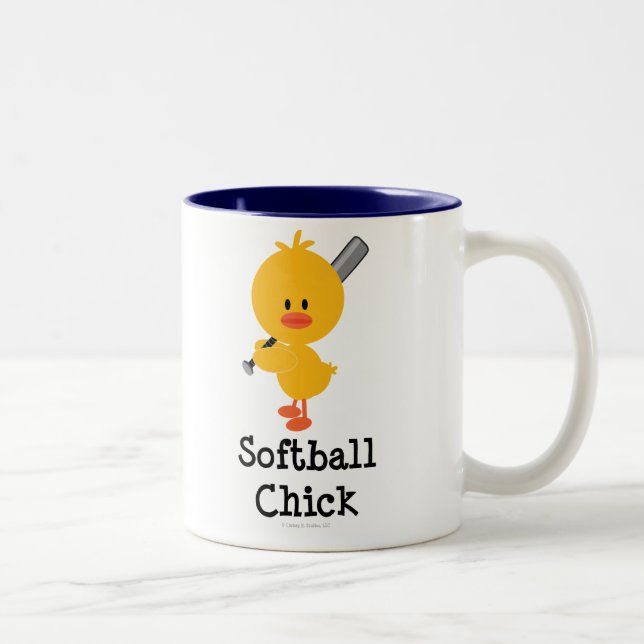 De Café Em Dois Tons Caneca do pintinho do softball (Direita)