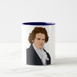 De Café Em Dois Tons caneca do pop art do beethoven