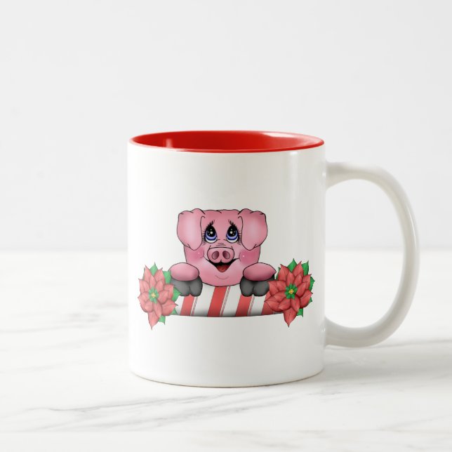De Café Em Dois Tons Caneca do porco do Natal (Direita)