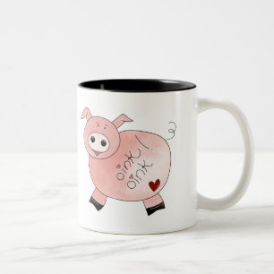De Café Em Dois Tons Caneca do porco Oink Oink