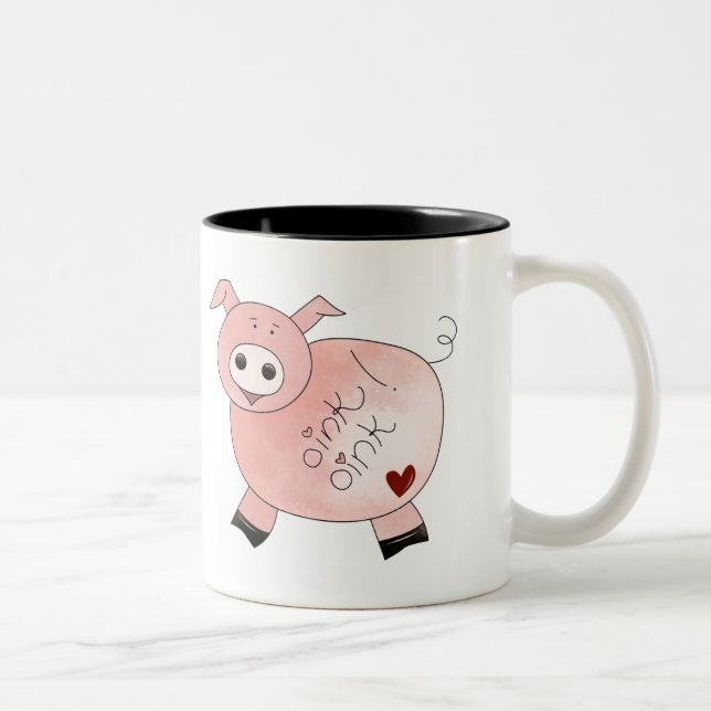 De Café Em Dois Tons Caneca do porco Oink Oink (Direita)