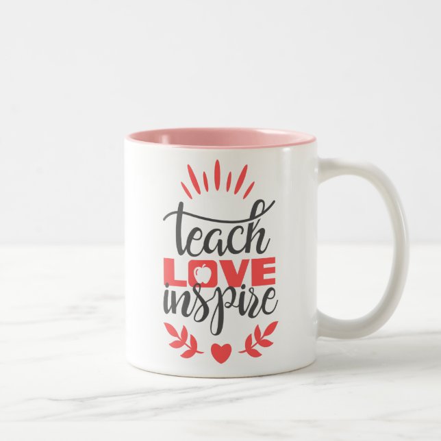De Café Em Dois Tons Caneca do professor - ensine o amor inspiram - (Direita)