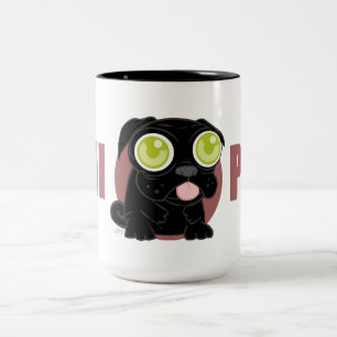 De Café Em Dois Tons Caneca do Pug do qui
