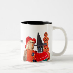 De Café Em Dois Tons Caneca do pugilista do Dia das Bruxas