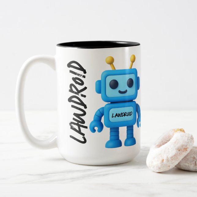 De Café Em Dois Tons Caneca do Robô LawDroid (Com Donut)