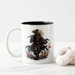 De Café Em Dois Tons Caneca do Ronin Errante Místico | Guerreiro Samura