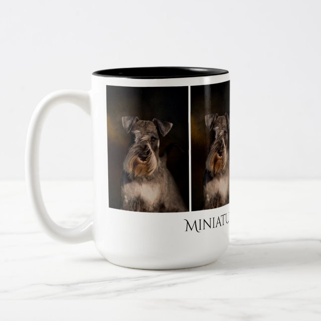 De Café Em Dois Tons Caneca do Schnauzer diminuto (Esquerda)