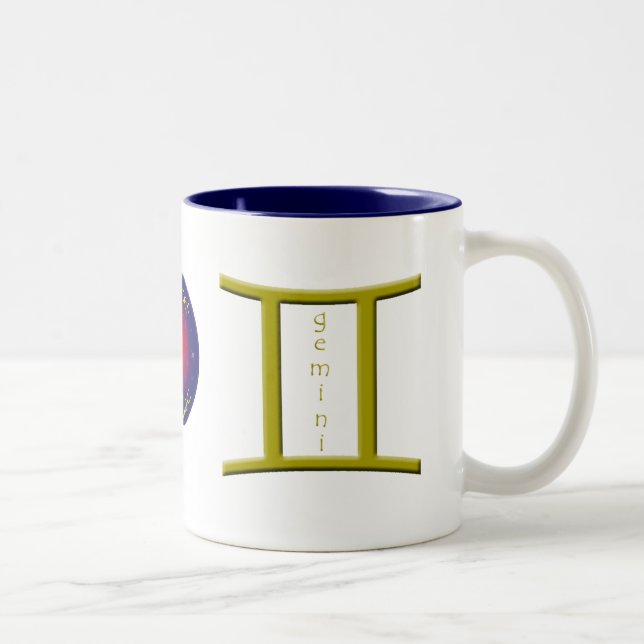 De Café Em Dois Tons Caneca do símbolo do zodíaco dos Gêmeos (Direita)