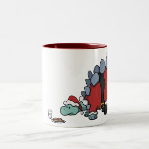 De Café Em Dois Tons Caneca do Stegosaurus do papai noel