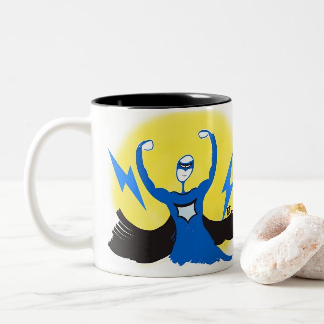 De Café Em Dois Tons Caneca do super-herói (Com Donut)