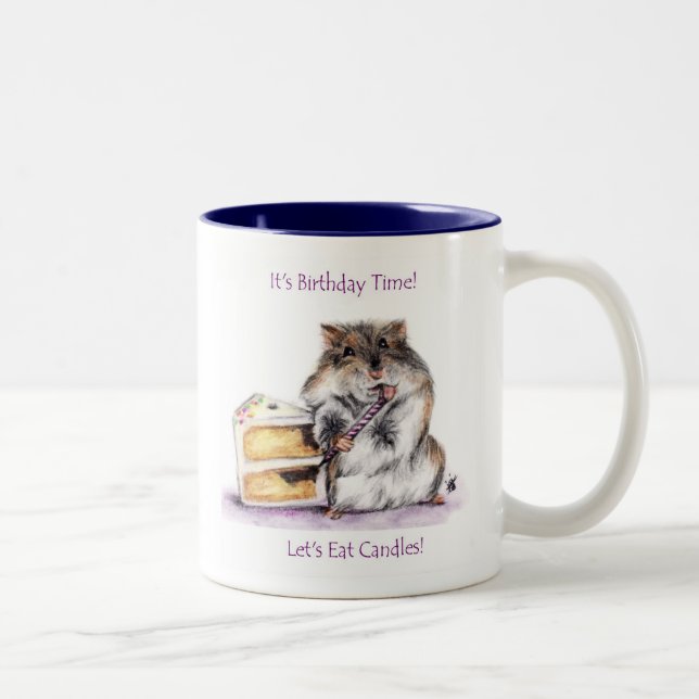 De Café Em Dois Tons Caneca do tempo do aniversário (hamster) (Direita)