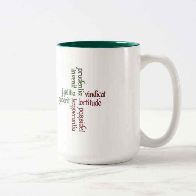 De Café Em Dois Tons Caneca do tom das virtudes cardinais 2 (Direita)
