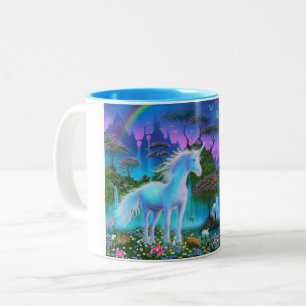De Café Em Dois Tons Caneca do unicórnio (punho branco)