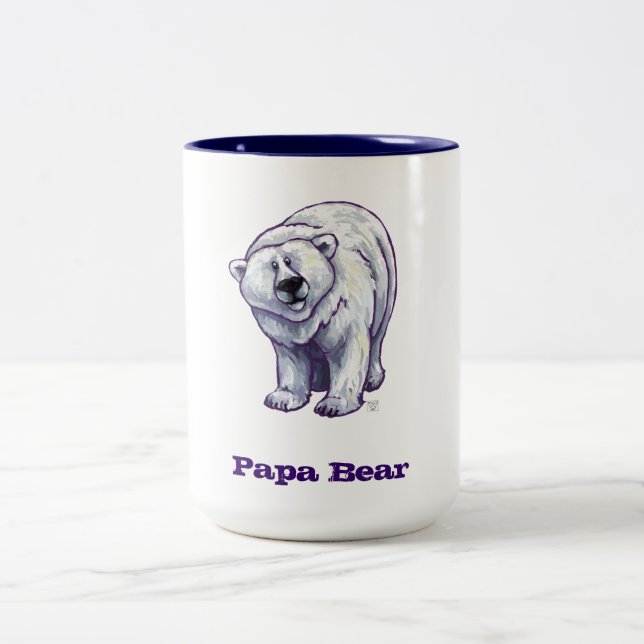 De Café Em Dois Tons Caneca do urso polar do urso da papá (Centro)