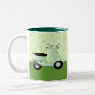De Café Em Dois Tons Caneca do verde do trio do patinete
