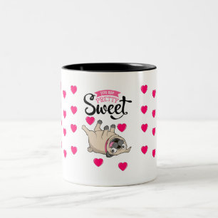 De Café Em Dois Tons Caneca doce bonito do Pug