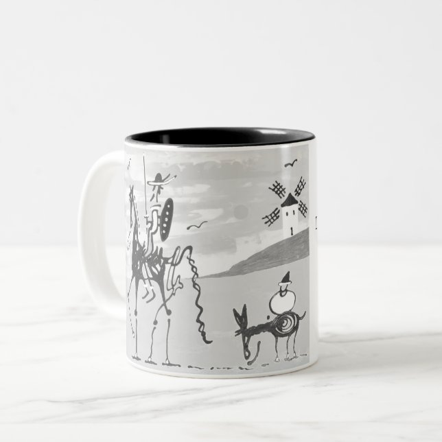 De Café Em Dois Tons Caneca Dom Quixote (Frente Esquerda)
