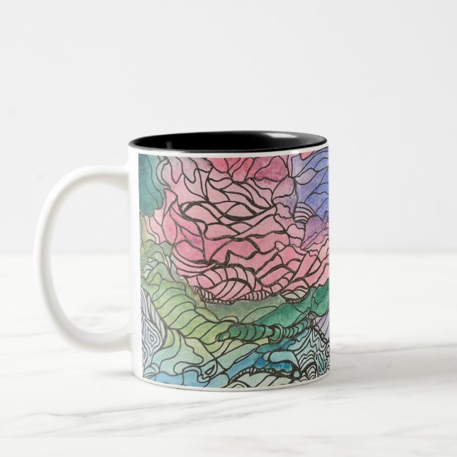 De Café Em Dois Tons Caneca Doodle por Jill  (Esquerda)