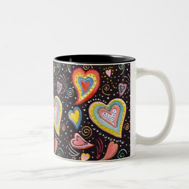 De Café Em Dois Tons caneca dos corações (Direita)