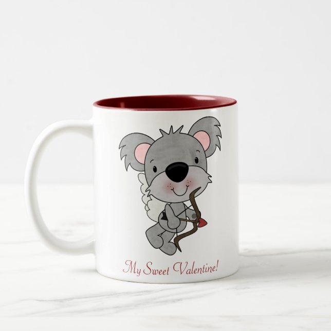 De Café Em Dois Tons Caneca dos namorados do Koala do Cupido (Esquerda)