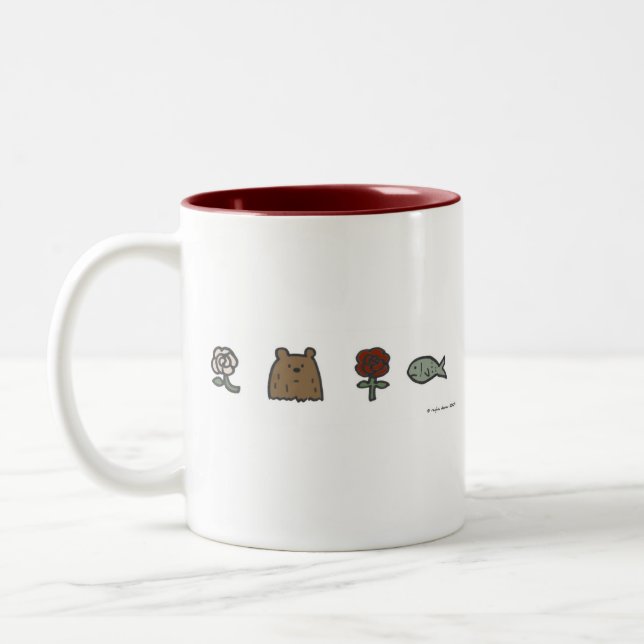 De Café Em Dois Tons Caneca dos Rosa-Urso-Rosa-Peixes (Esquerda)