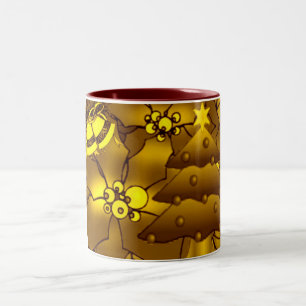 De Café Em Dois Tons Caneca dourada do Natal