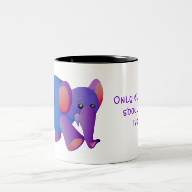 De Café Em Dois Tons Caneca Elefante Editável (Centro)