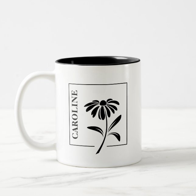 De Café Em Dois Tons Caneca Elegante Margarida – Um Presente Personaliz (Esquerda)