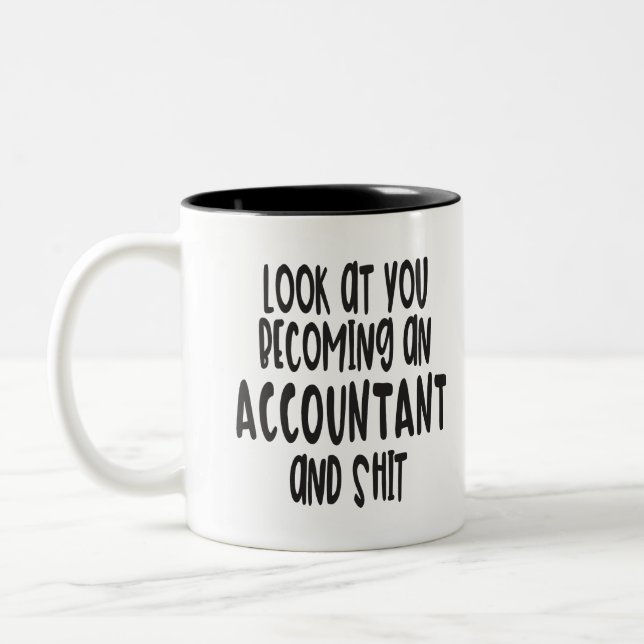 De Café Em Dois Tons Caneca engraçada da graduação do contador (Esquerda)