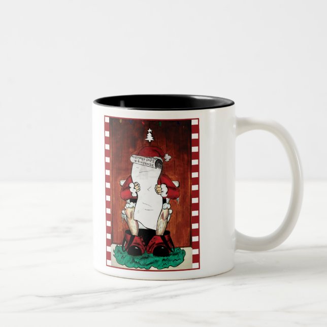 De Café Em Dois Tons Caneca engraçada do papai noel (Direita)
