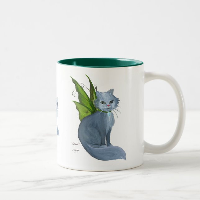 De Café Em Dois Tons Caneca esmeralda do gato (Direita)