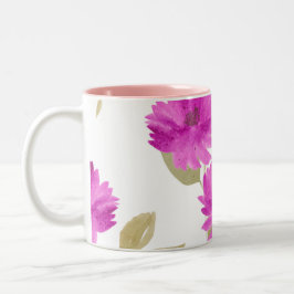 De Café Em Dois Tons Caneca estampada com flores cor-de-rosa do Dia das