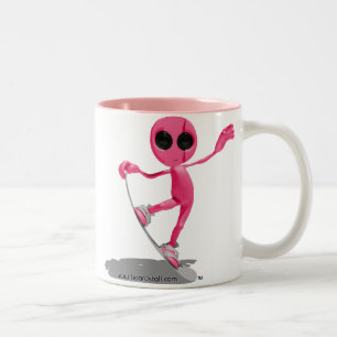 De Café Em Dois Tons Caneca estrangeira cor-de-rosa da snowboarding