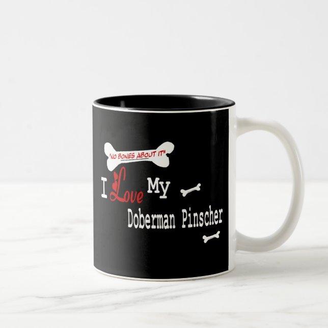 De Café Em Dois Tons Caneca (Eu Amo) Doberman Pinscher (Direita)