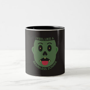 De Café Em Dois Tons Caneca Eu Me Sinto Como um Zumbi Sem Cérebro