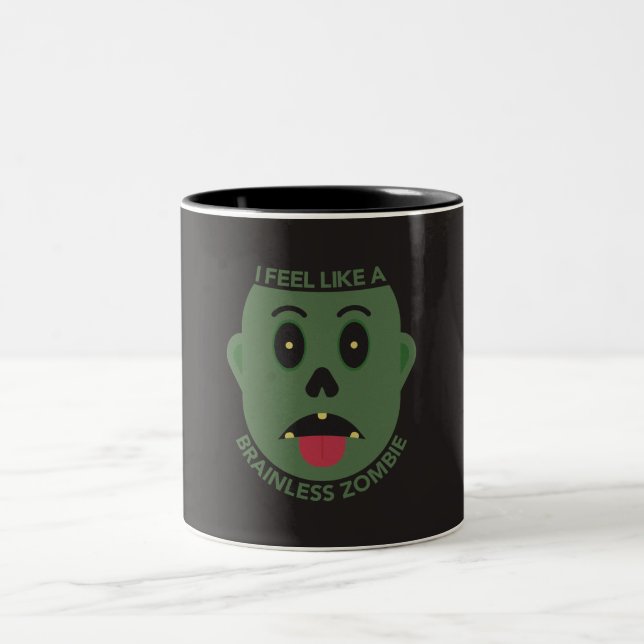 De Café Em Dois Tons Caneca Eu Me Sinto Como um Zumbi Sem Cérebro (Centro)