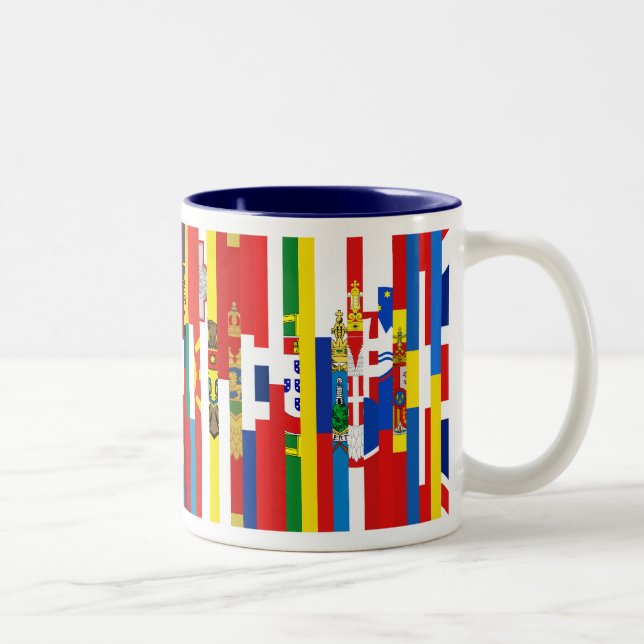 De Café Em Dois Tons Caneca européia das bandeiras (Direita)