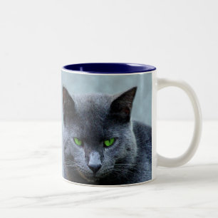 De Café Em Dois Tons Caneca Eyed verde do gato