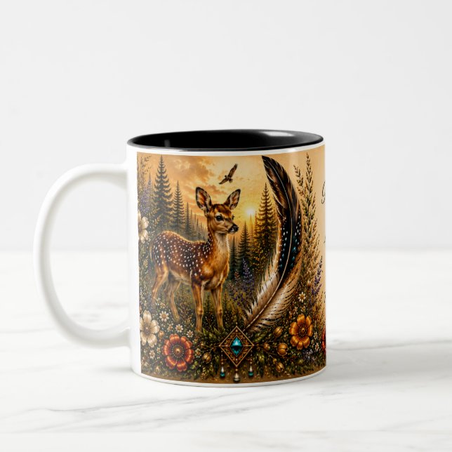De Café Em Dois Tons Caneca Fawn Patrimônio Indígena (Esquerda)