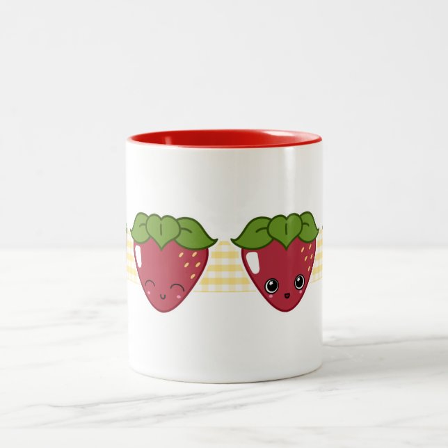 De Café Em Dois Tons Caneca feliz da morango (Centro)