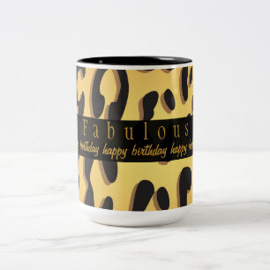 De Café Em Dois Tons Caneca feliz do aniversário do impressão animal