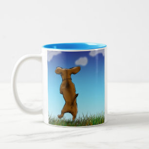 De Café Em Dois Tons Caneca feliz do Dachshund
