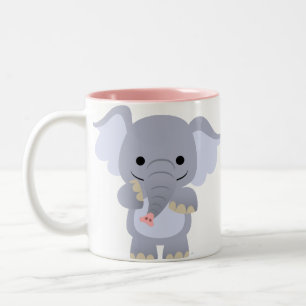 De Café Em Dois Tons Caneca feliz do elefante dos desenhos animados