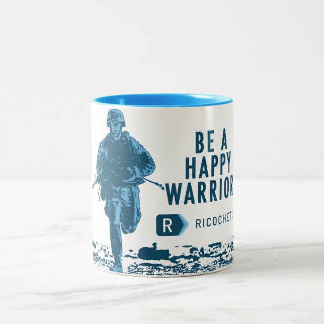 De Café Em Dois Tons Caneca feliz do guerreiro do Ricochet (Centro)