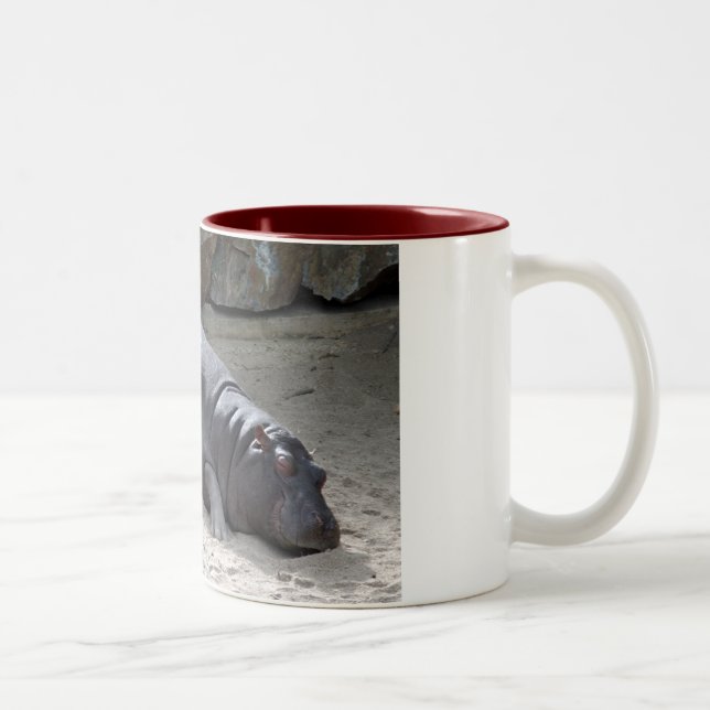 De Café Em Dois Tons caneca feliz do hipopótamo (Direita)