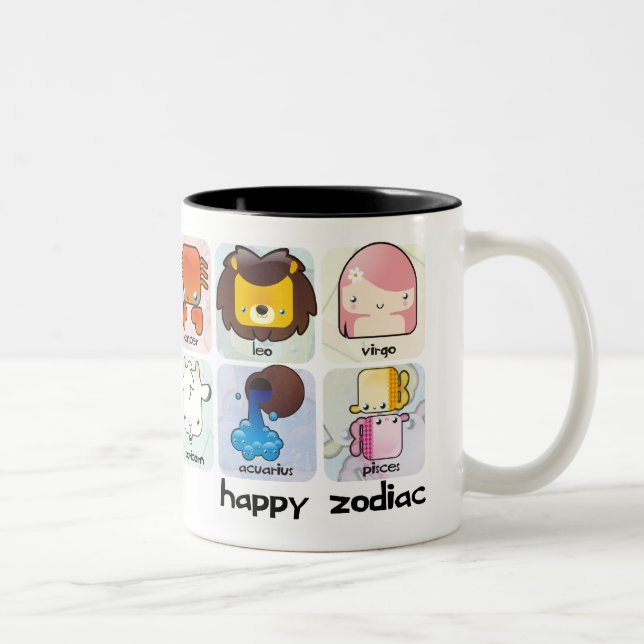 De Café Em Dois Tons Caneca feliz do zodíaco (Direita)